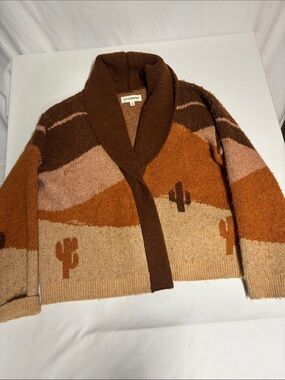 Lucky Brand Desert Horse Cardigan Women’s Small Western Southwestern Shawl Colla